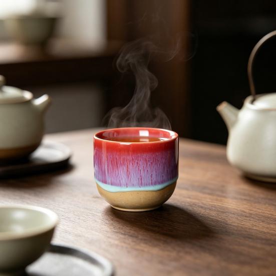 Handmade Handleless Ceramic Mug for Hot Cold Drinks 150ml Rustic Stoneware Coffee Tea Cup Easy To Clean Unique Gift for Tea Coffee Lovers