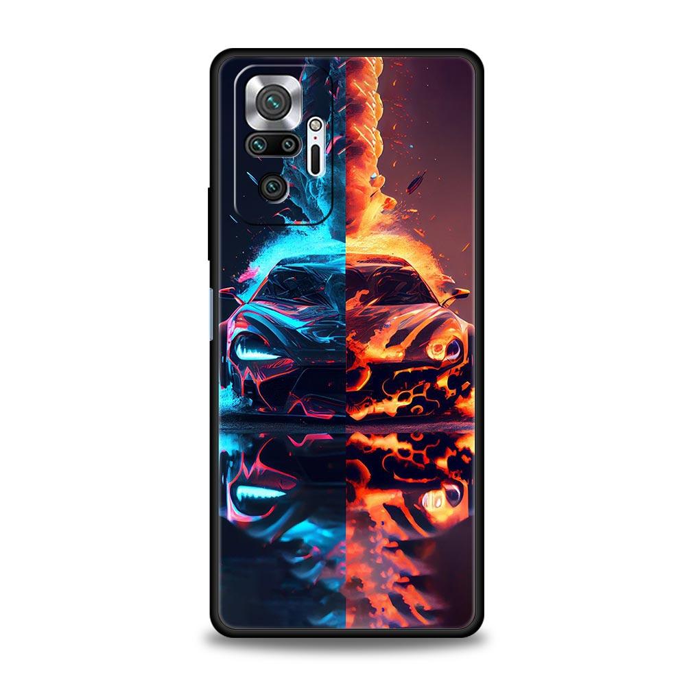 New Sports Car Shape Phone Case For Xiaomi Redmi Note 14 13 5G 10 11 12 Pro Plus 4G 14C 13C 12C 10C Black Cover
