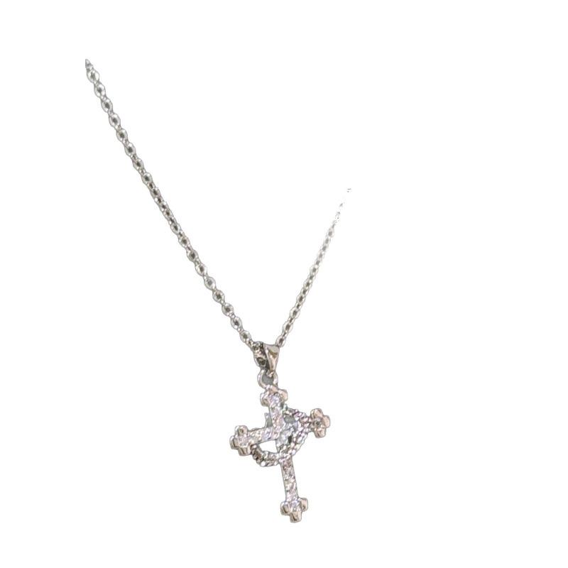 Cross Necklace Full of Zircon Pendant Jewelry Women's Personality Light Luxury High Sense Collarbone Chain Niche Necklace
