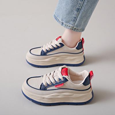 Thick-Soled Muffin Height Increasing Women's Shoes New Soft-Soled White Shoes All-Matching Sports Casual Borad Shoes