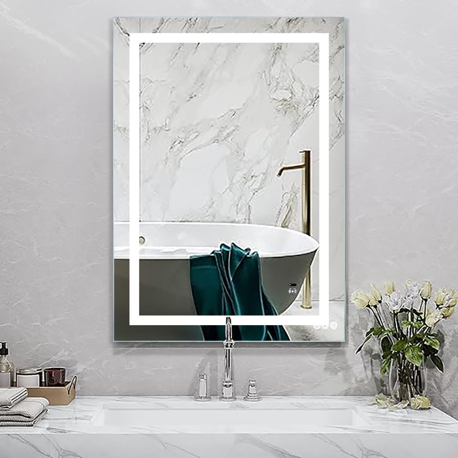 

Chende Mirror with Infrared LED Stylish Bathroom Wall Vanity for Wall-Mounted Sensor, Light, Mirror, Mirror, Mirror, Anti-Fog Feature, 50x70cm,