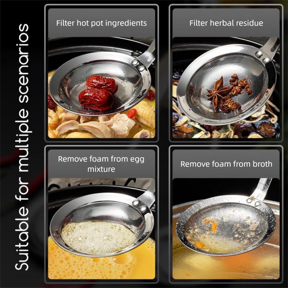 Filter Scoop Fat Skimmer Stainless Steel Fine Mesh Strainer Slotted Spoons Separator Ladle Cooking Strainer Kitchen Tool