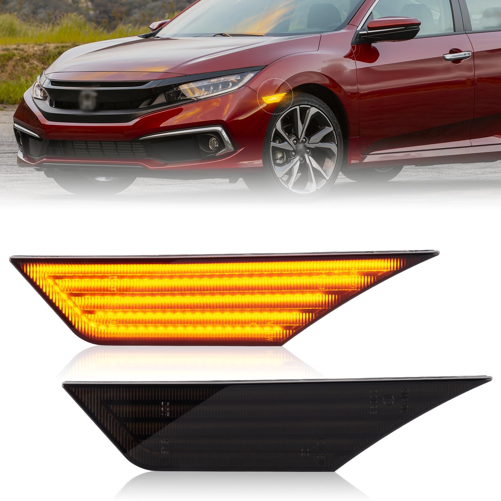 

POPMOTORZ Honda New Civic Боковой указатель поворота CIVIC Type R Civic Civic Оригинальный боковой указатель Левый и правый комплект Мигающий тип Хэтчбек/Седан