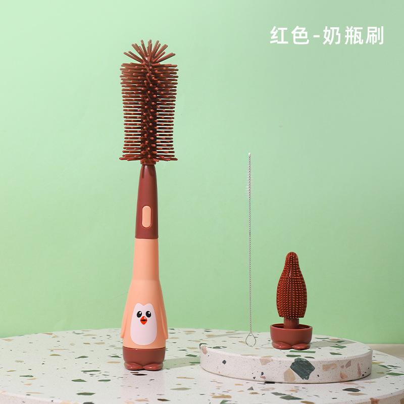 High Quality Household Silicone Manual Soft Baby Bottle Cleaning Brush Set
