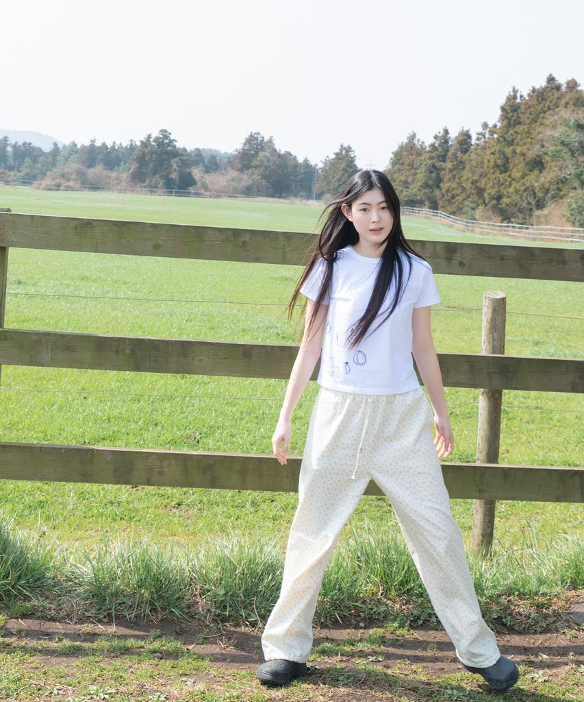 Ohesio Floral Wide Banding Pants, White