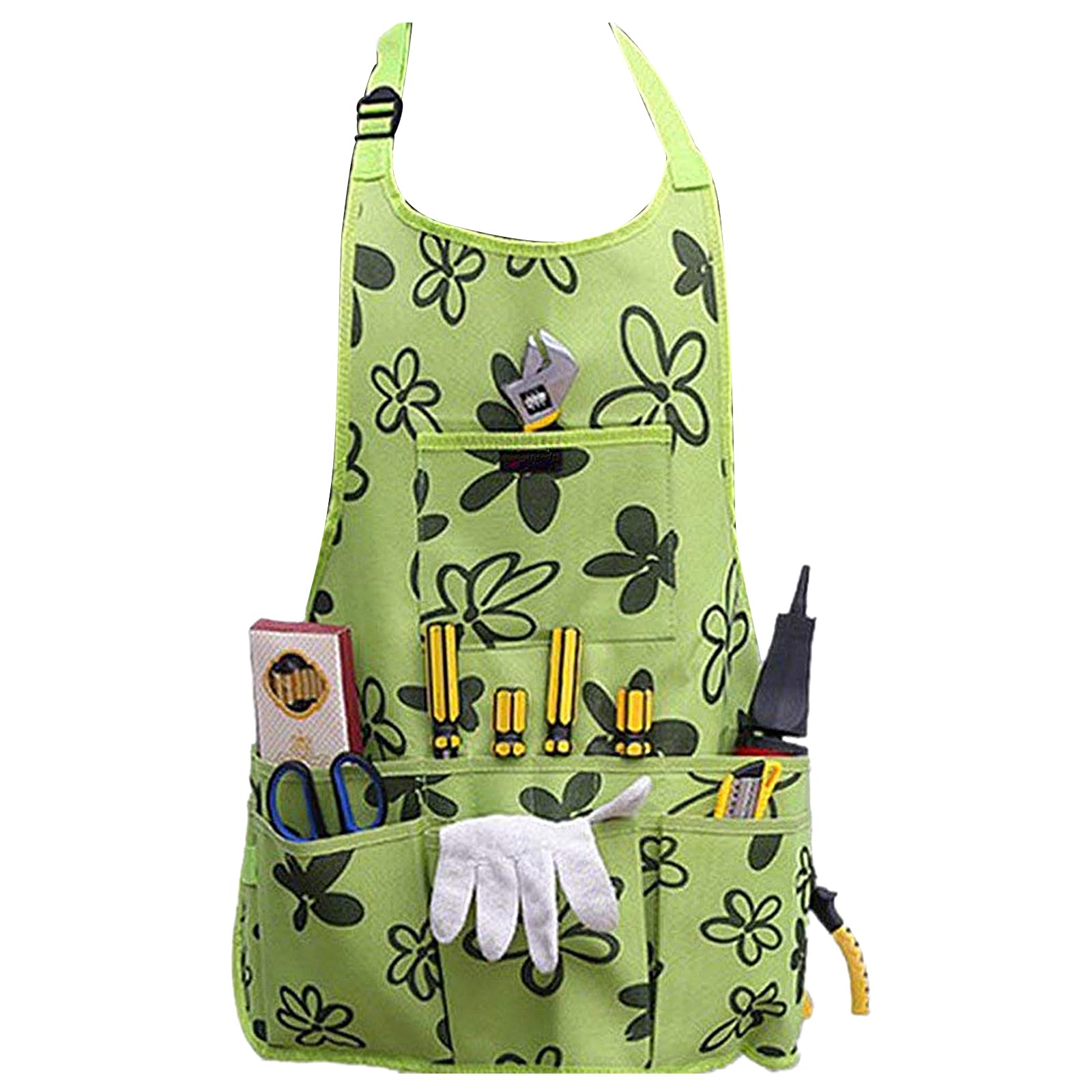 

HARUMAKI Work Apron for Gardening with Oxford Adjustable Waist Tool Storage Workwear Outdoor Use Pockets, Cloth, Waterproof, Multifunctional, Belt, зелёный