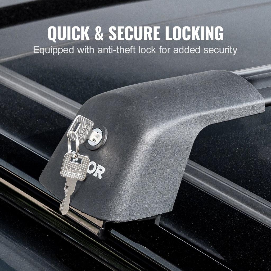 Universal Roof Rack Crossbar Max 47.6" Fits Grooved Side Rails without Gap