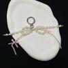 Sweet Bowknot Keychain Pearl Beads Bag Charm Fashion Ribbon Key Chain