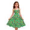Children's Fashion Casual Christmas Print Off-Shoulder Punk Vintage Dress