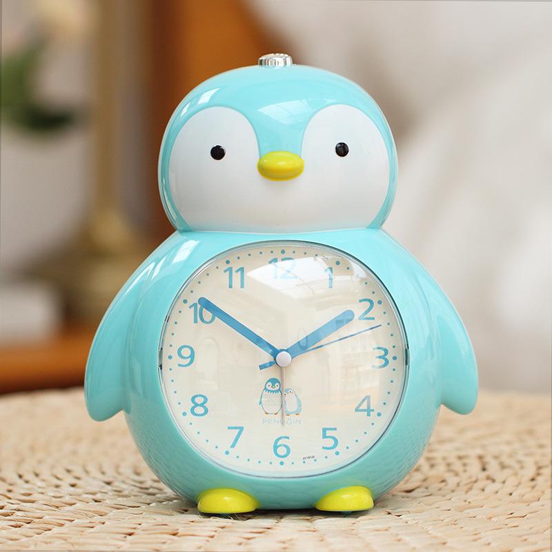 Будильник с изображением пингвина, детский будильник без тиканья, будильник из АБС-пластика с защитой от падений и ночником, для детской спальни