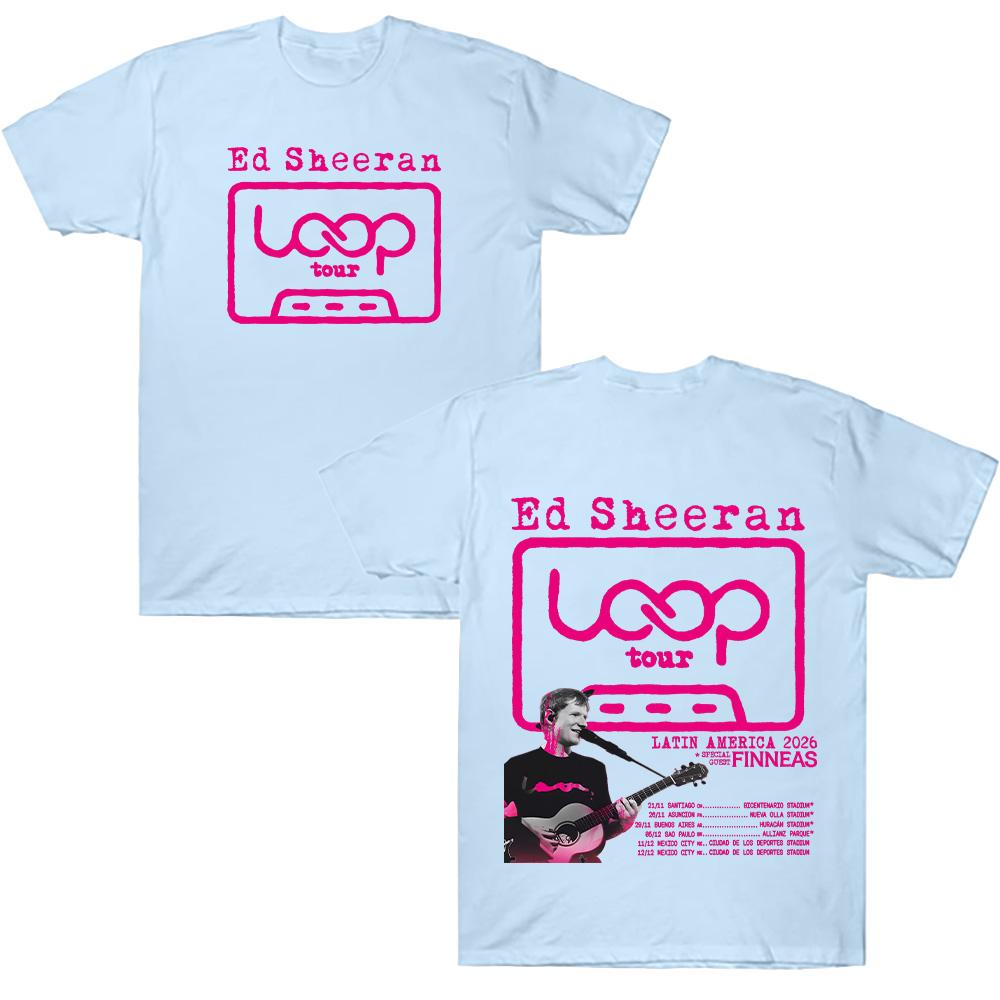 Ed Sheeran Loop Tour LATEINAMERIKA 2026 T-Shirt Übergroßes Grafik-T-Shirt Herren Mode Baumwolle Damen Freizeit Locker Kurzarm-T-Shirt