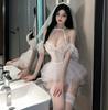 Mei Chu Lingerie: Sexy White See-Through Wedding Dress Set, Bride's Temptation.