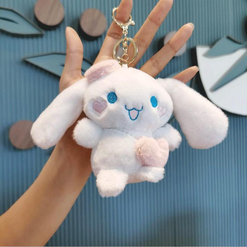 Adorable Cinnamoroll Plush Keychain Soft Short Plush Cute Dog Toy 12cm Pink Blue Purple