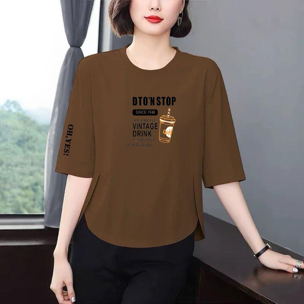 

Women s Casual Seven-Sleeve Letter Print T-shirt – Comfortable, Flattering, Stylish, Versatile, and Age-Reducing. 3XL