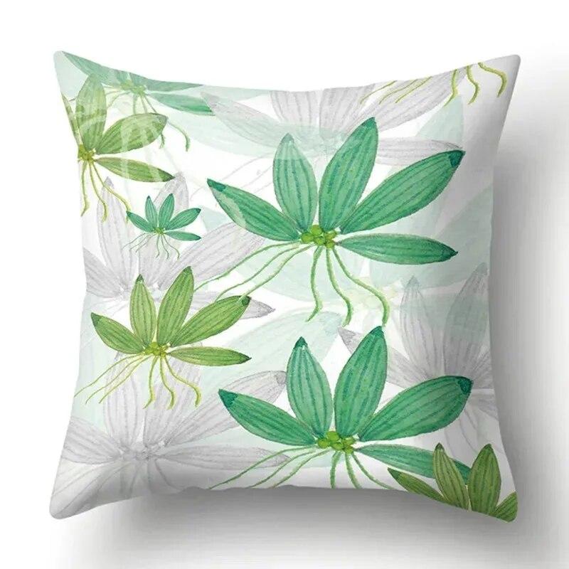 Watercolor Plant Leaf Print Pillow Cover Home Decoration Living Room Sofa Cushion Cover Bedroom Room Decoration 45x45cm