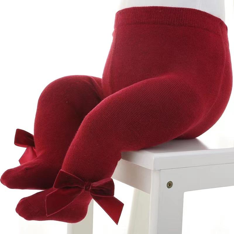 

Колготки для новорожденных девочек, однотонные леггинсы с бантом, длинные чулки на все времена, 5 цветов, 0-2 года S