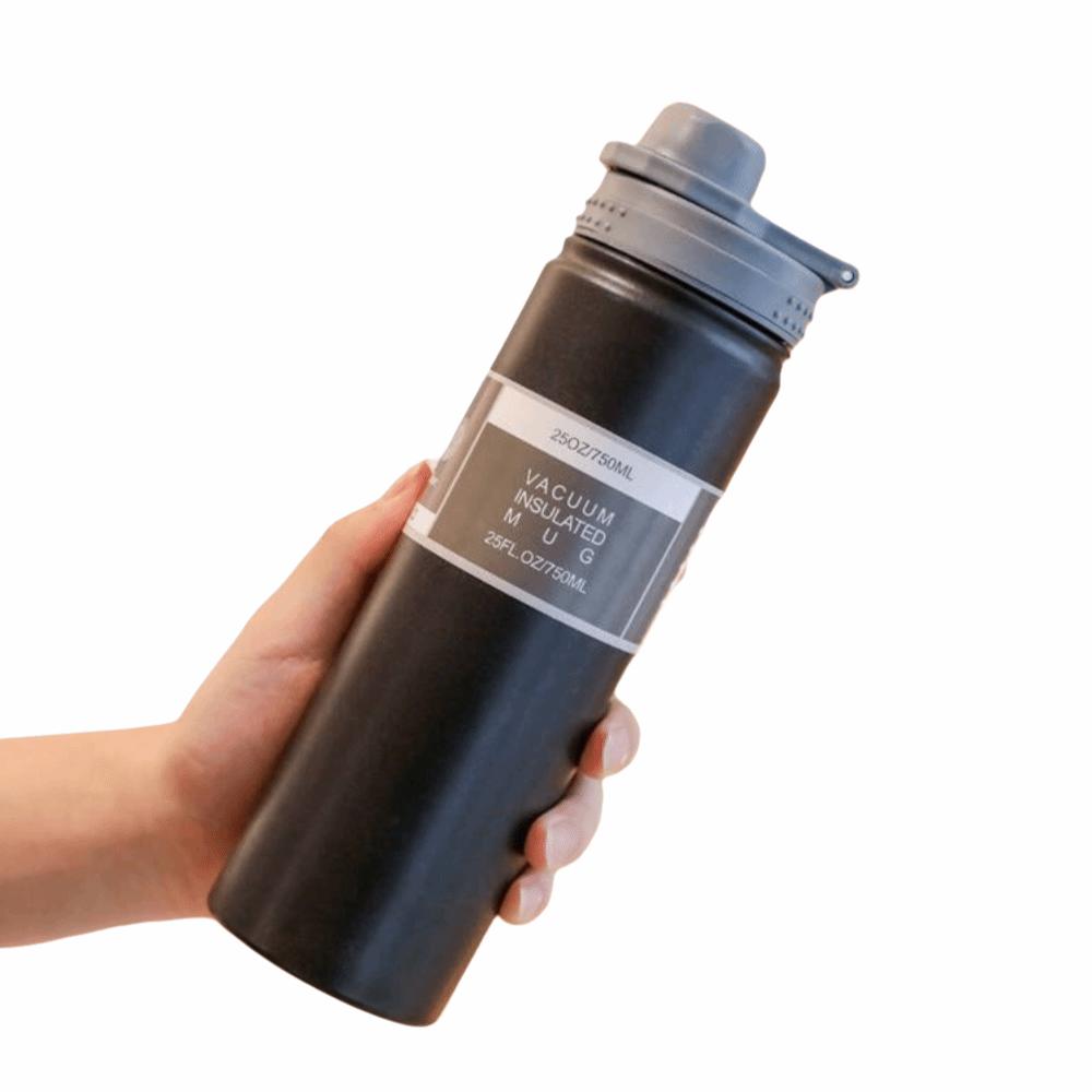 

Wide Mouth Thermal Water Bottle 750ML Insulated Water Bottle Gift Sport Thermos Cup Office чёрный