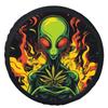 1pc Alien With Leaf Themed Tire Cover Wheel Cover - Vibrant Green Alien Design, Durable Polyester, Fit For Most Cars, Trendy Whe