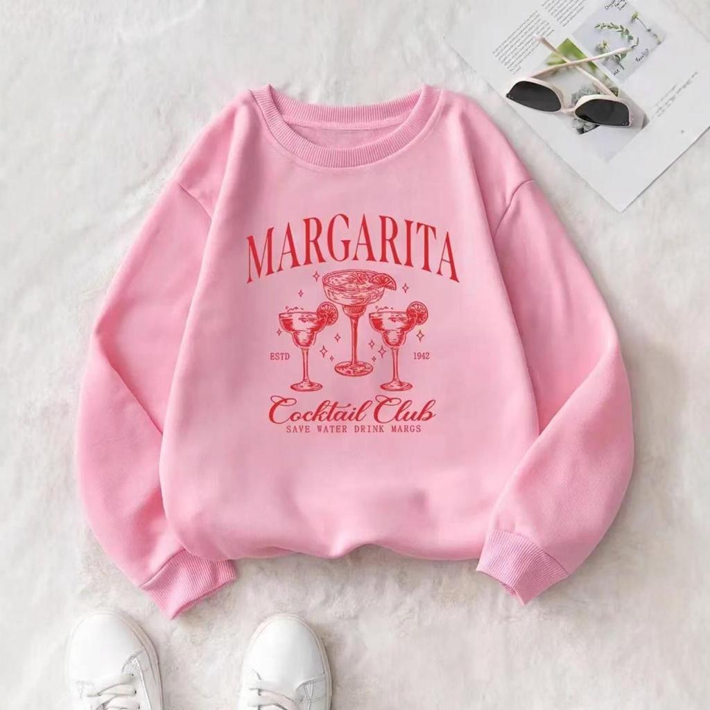 American Retro Floral Wine Glass Hoodie Jacket - Women's Casual Round Neck Long Sleeve Top, Autumn/Winter