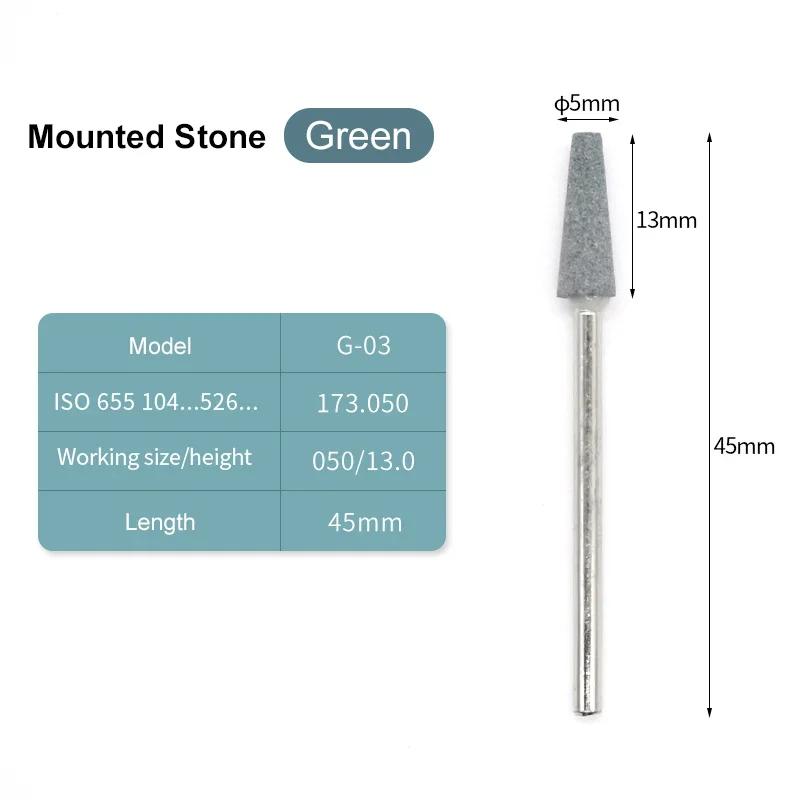 10Pcs Mounted Stones Grinders 2.35Mm Contours Geramic Green Stones Grind Polisher Green Hp Polishing Stone Drills