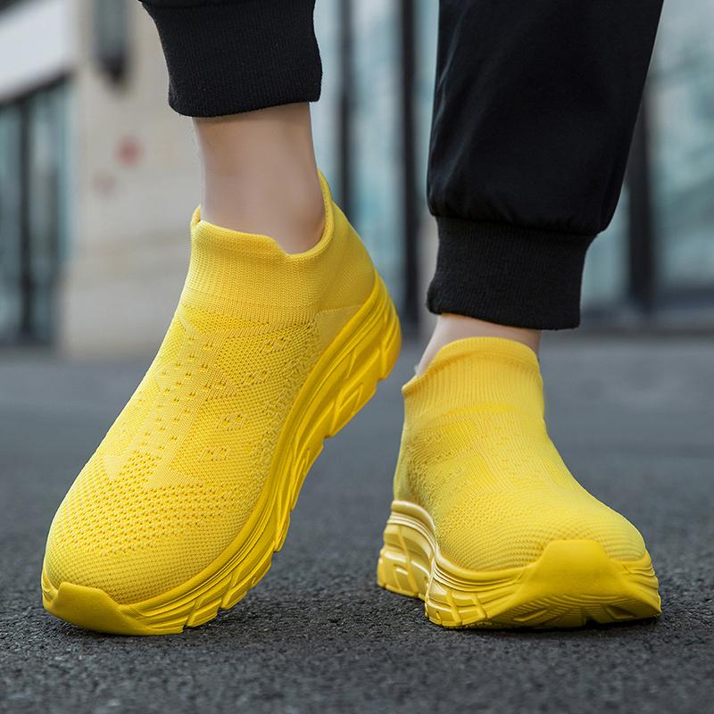 Knitted Socks Shoes Men Women Fashion Platform Shoes Lightweight Breathable Slip-on Casual Walking Shoes
