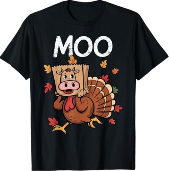 Thanksgiving Turkey Moo Cow Head T-Shirt Unisex T-Shirt XXXL