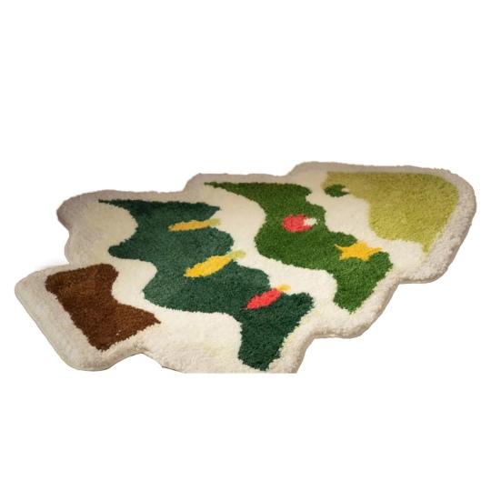 Yousheng Christmas Bathroom Rug Mat Xmas Tree Santa Clauds Shape Design Water Absorbent Floor Mat Home Decor for Kitchen Living Room Bathroom