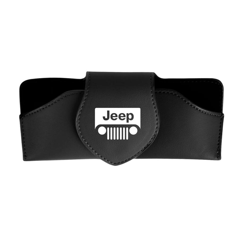 Protective Leather Car Sun Visor Sunglasses Case for Jeep Renegade Wrangler JK JL All Models Eyeglasses Holder Auto Accessories AMN1