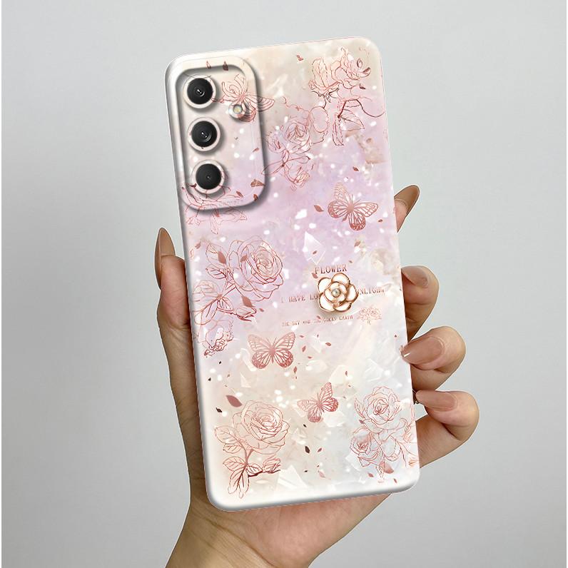 Phone Cover For Samsung Galaxy M35 5G Bumper Silicone Shockproof Pretty Butterfly Flowers Case Coque For Galaxy M 35 M55 Funda