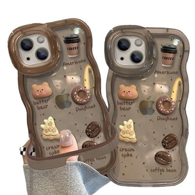 Ins Muñecas de Café Adecuado para Funda de 16 IPhone Iphone15promax Soporte Doble 14 Silicona 13 Nicho