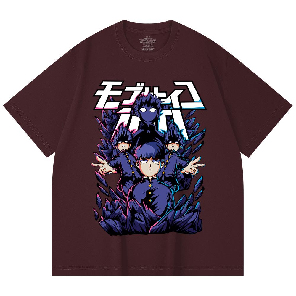 T-shirt Unisex in Cotone Pesante 230 g/m² 100% Cotone con Stampa Mob Psycho 100 V1 Shiego