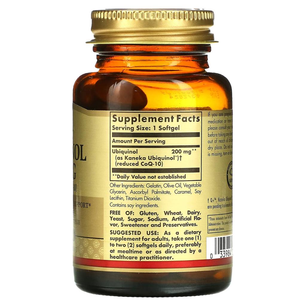 Ubiquinol (reduced Coq10), 30 softgels (200 mg per softgel)