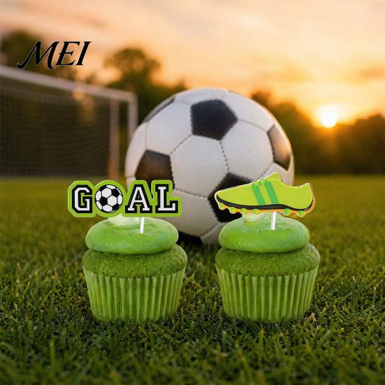 Soccer Party Baking Accessories 8 Pcs Cake Topper Decoration, Ball Goal Sports Dessert Toppers Shoe Cupcake for Sport Theme Birthday Supplies Decor