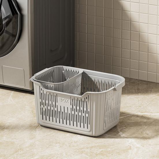 Kosz na pranie Oddychający kosz do przechowywania z siatki z uchwytem Kosz na brudne ubrania z wbudowanym koszem na bieliznę na ubrania, zabawki, łazienkę, pralnię