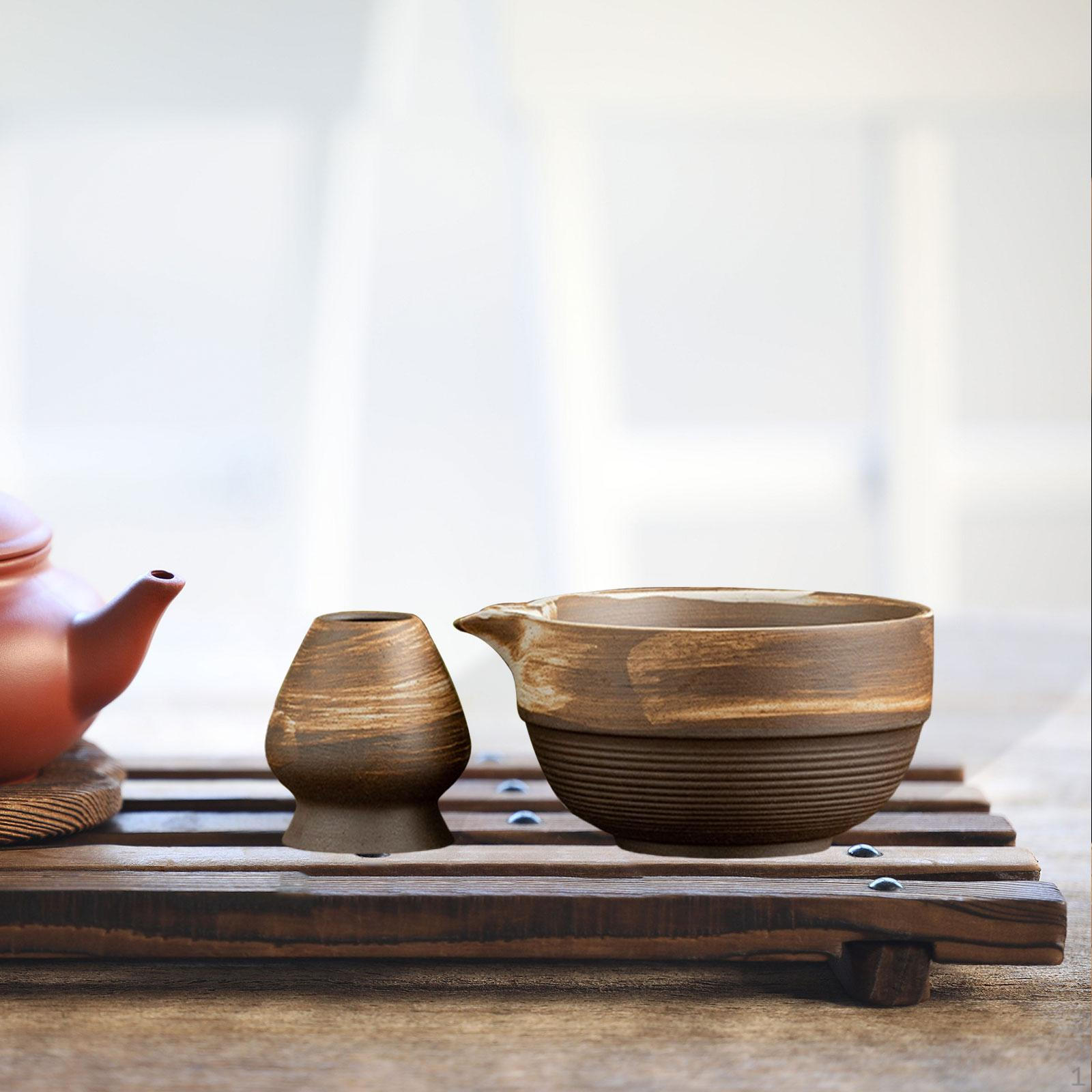 

Набор из 2 предметов для матча, чаша с носиком и держателем для венчика, многофункциональное смешивание для любителей белый