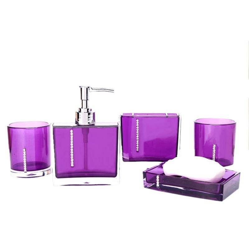 5-teiliges Acryl Badezimmer Organizer Set einschließlich Seifenspender, Zahnbürstenhalter, Becher, Tasse, Luxus Waschtischzubehör