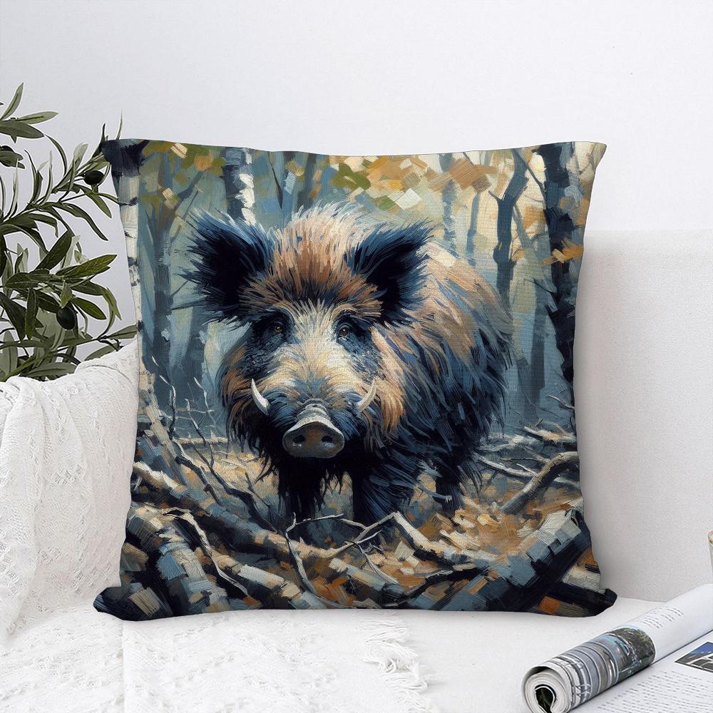 Federa Cuscino Animale Cinghiale Tessuto Peluche Morbida Federa Stampa Double Sided Copricuscino Divano Cuscino Decorativo