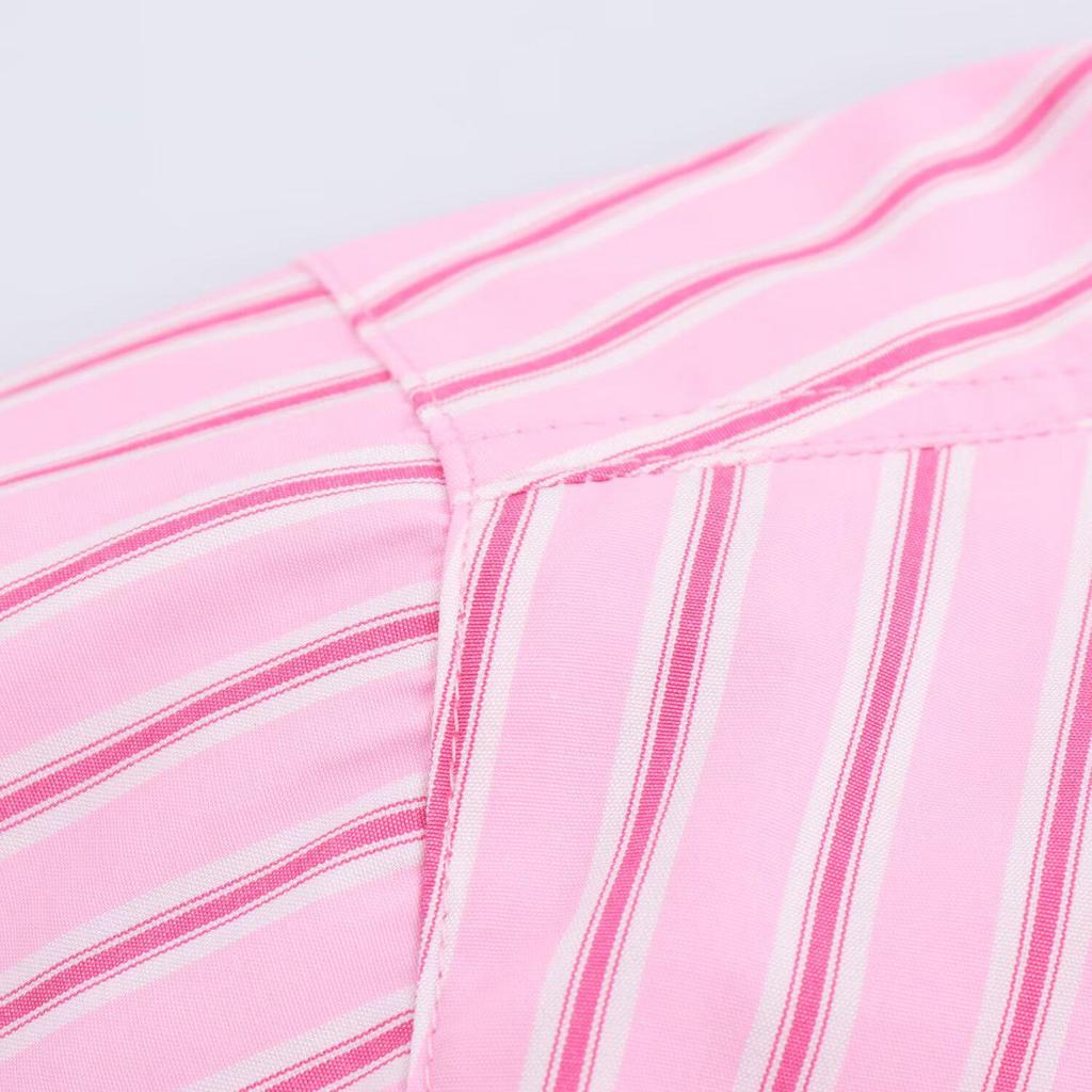 2025 Spring Women's Striped Poplin Shirt: Casual, Versatile, Turn-Down Collar, Long-Sleeve Fashion