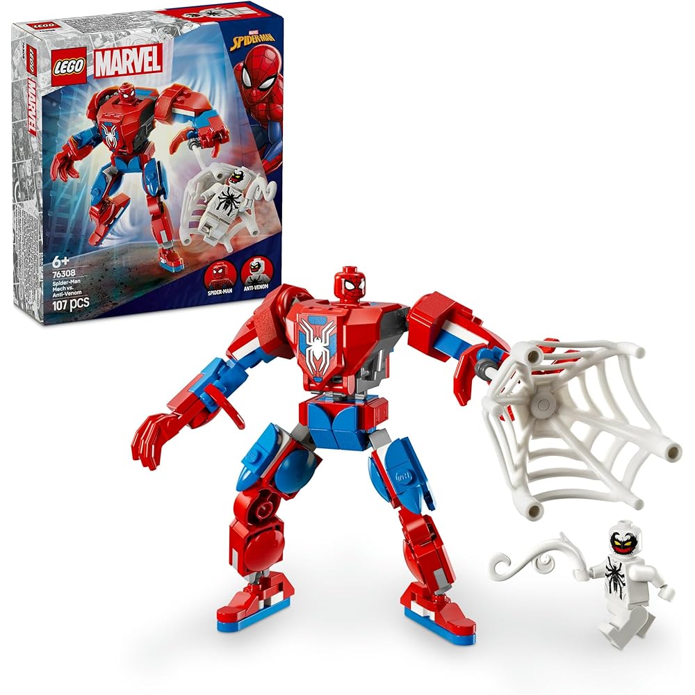 

LEGO Marvel Spider-Man Mech vs Anti-Venom Building Toy Set for Kids Ages 6-9, Educational Gift, 76308