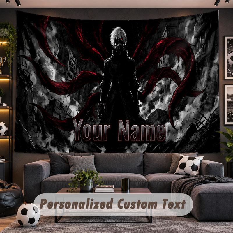 Wall Hanging Tapestry Custom NameTokyo Ghoul Pattern Personalized Printed Fabric Wall Decor