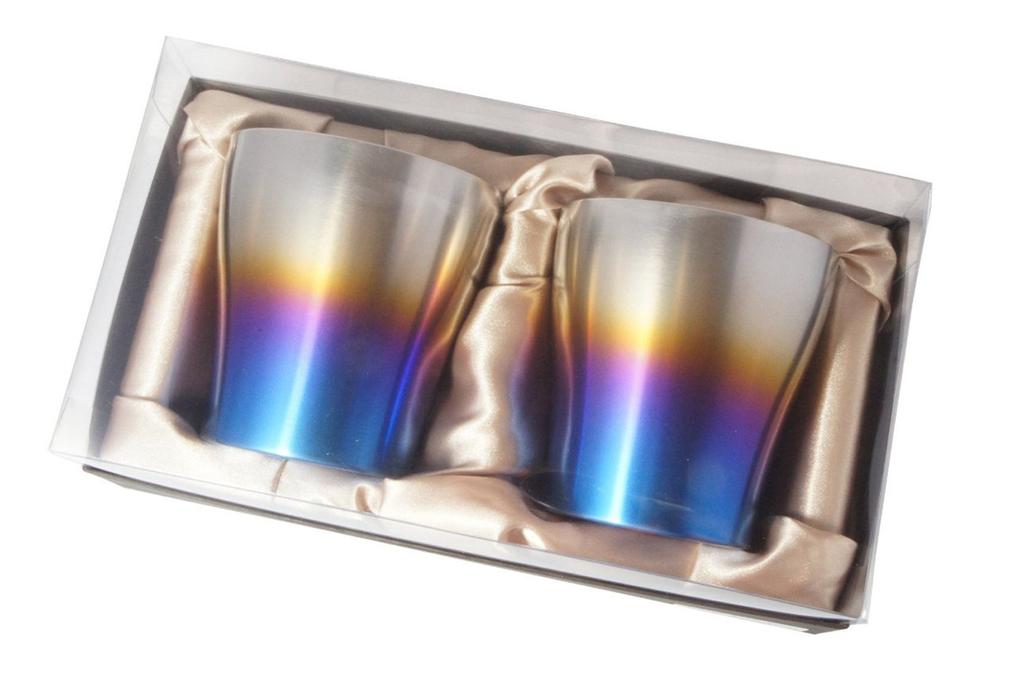 HORIE Made in Niigata Prefecture Pure Titanium Double Tumbler 250cc Fireburn Set 2 T15FB250SET Tsubame,