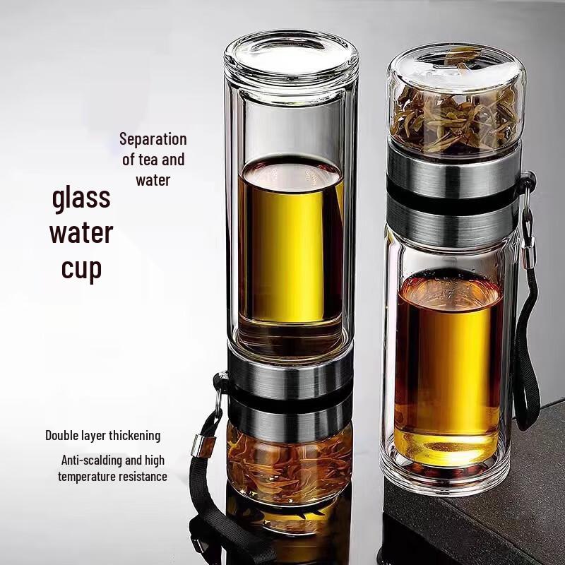 Double-Layer Glass Tea Infuser Bottle 450ml