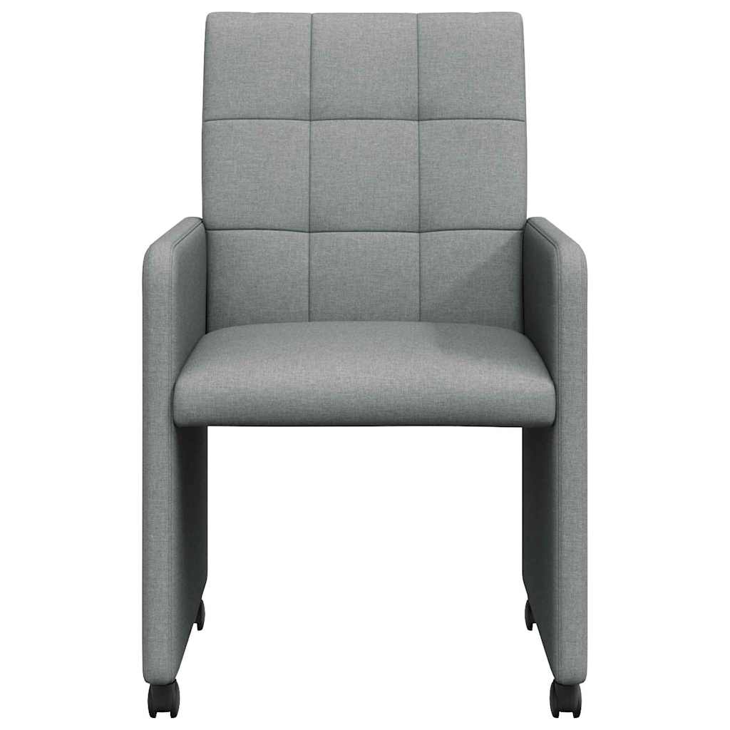 Dining Chairs with Casters 2 pcs Light Grey 58 x 65 x 94 cm Fabric