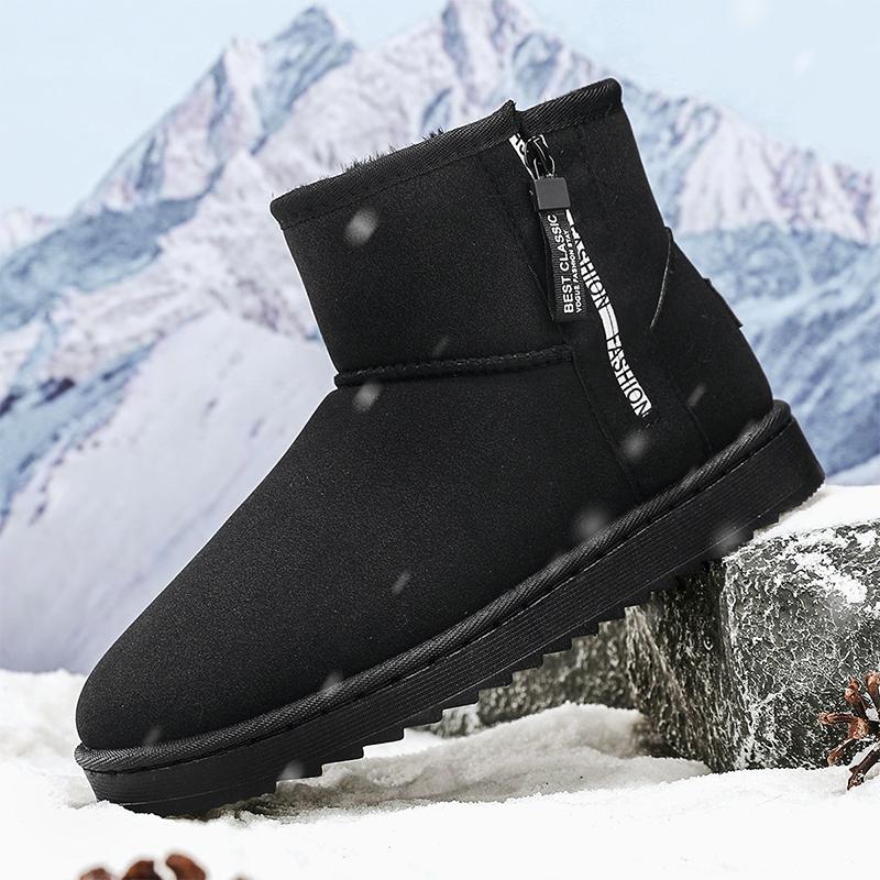 Braune Herren Winterstiefel Outdoor Warm Plüsch Schneestiefel Herren Pelz Knöchelstiefel Für Damen Zum Hineinschlüpfen Baumwollschuhe Botas Masculino