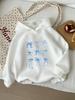 Kinder Süßer Blauer Schleifenband Hoodie Coquette Stil Grafik Pullover Herbst Winter Fleece Warm Mädchen Freizeit Kapuzenpullover