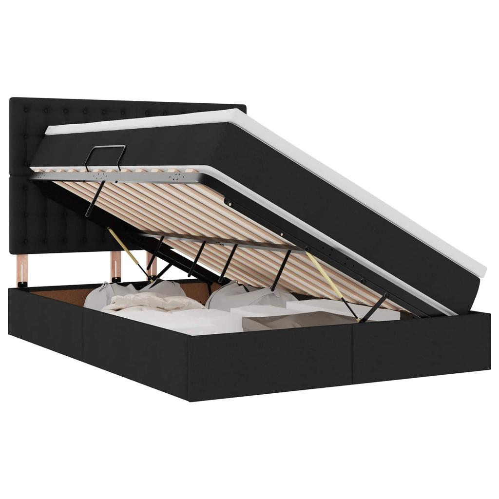 Storage Bed with Mattress Black 140 x 190 cm Fabric