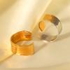 Euro-amerikanischer Stil 18K vergoldeter strukturierter Edelstahl offener Ring für Damen, nicht verblassender Titanstahl Handschmuck