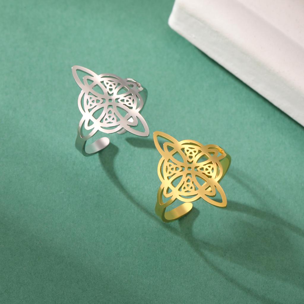 Celtic Knot Ring Stainless Steel Opening Adjustable Men's and Women's Witchcraft Talisman Jewelry Gift
