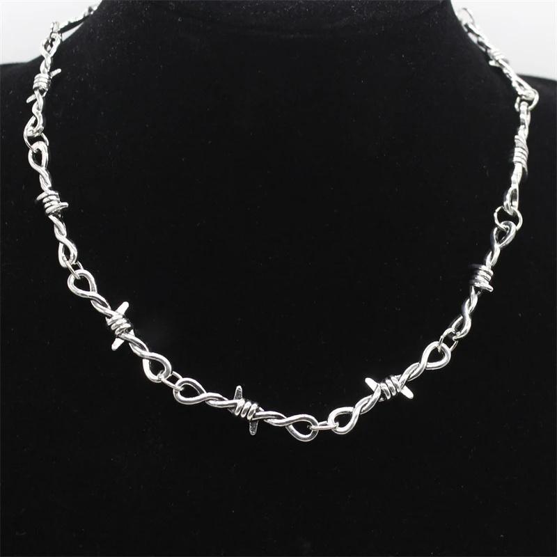 Nuovo piccolo filo spinato spine collana unisex collana donna hip-hop gotico punk stile filo spinato piccola catena di spine collare regalo