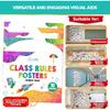 Decorably 10 Colorful Classroom Rules Poster High School, pirational, Matte-Laminated Decor - for Hallways, Bulletin Boards, Library